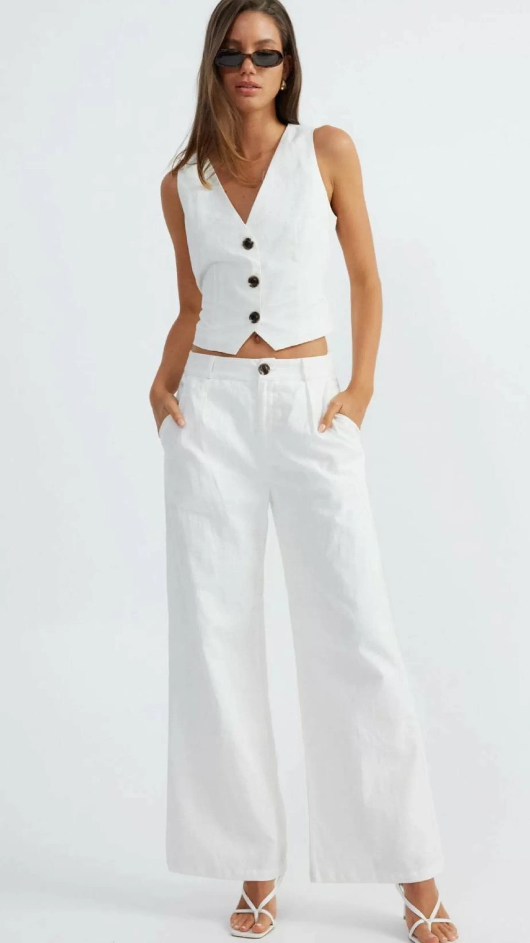 Allegra Linen Vest - | Billy J Fashion