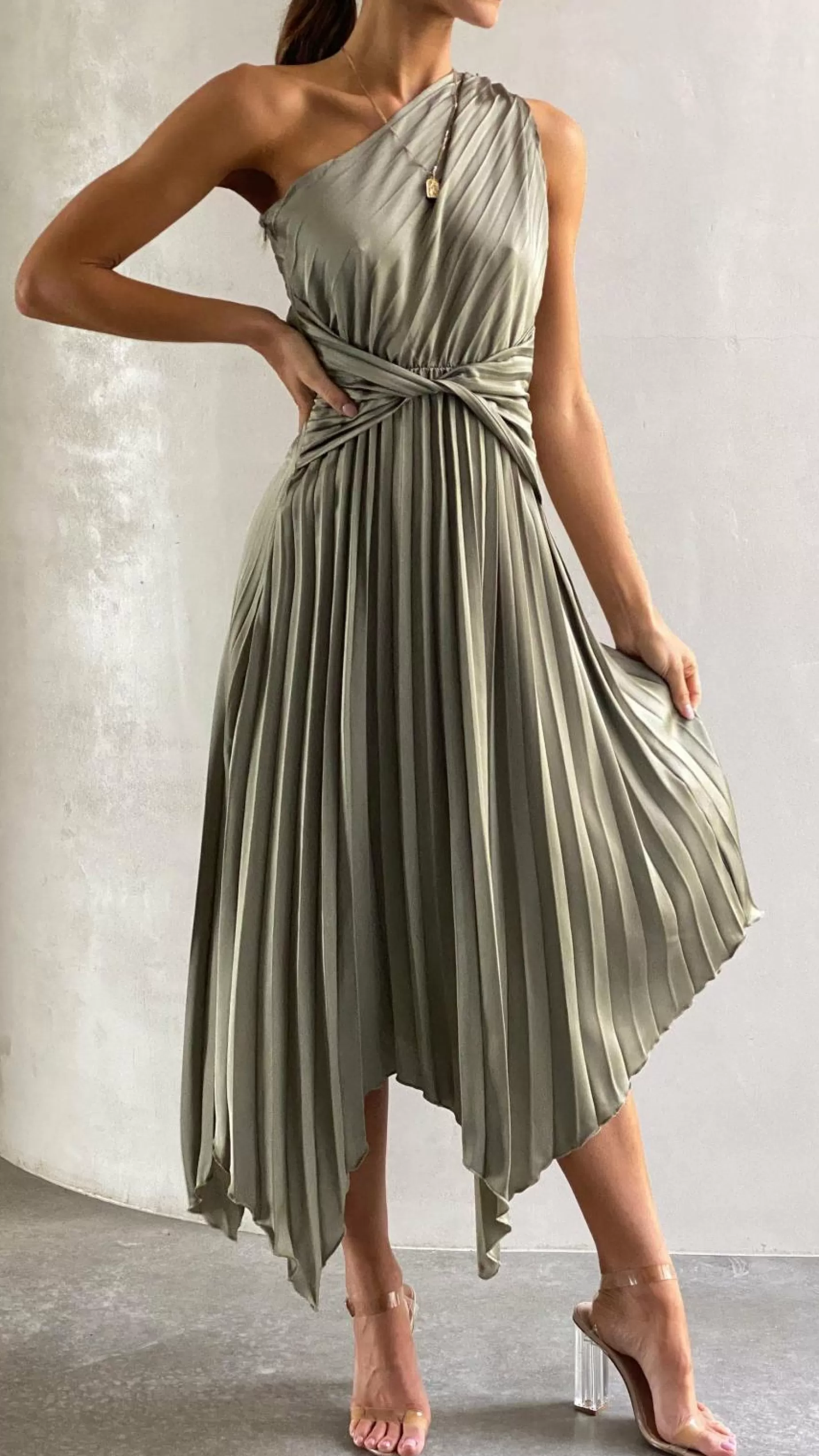 Cali One Shoulder Midi Dress - | Billy J Best