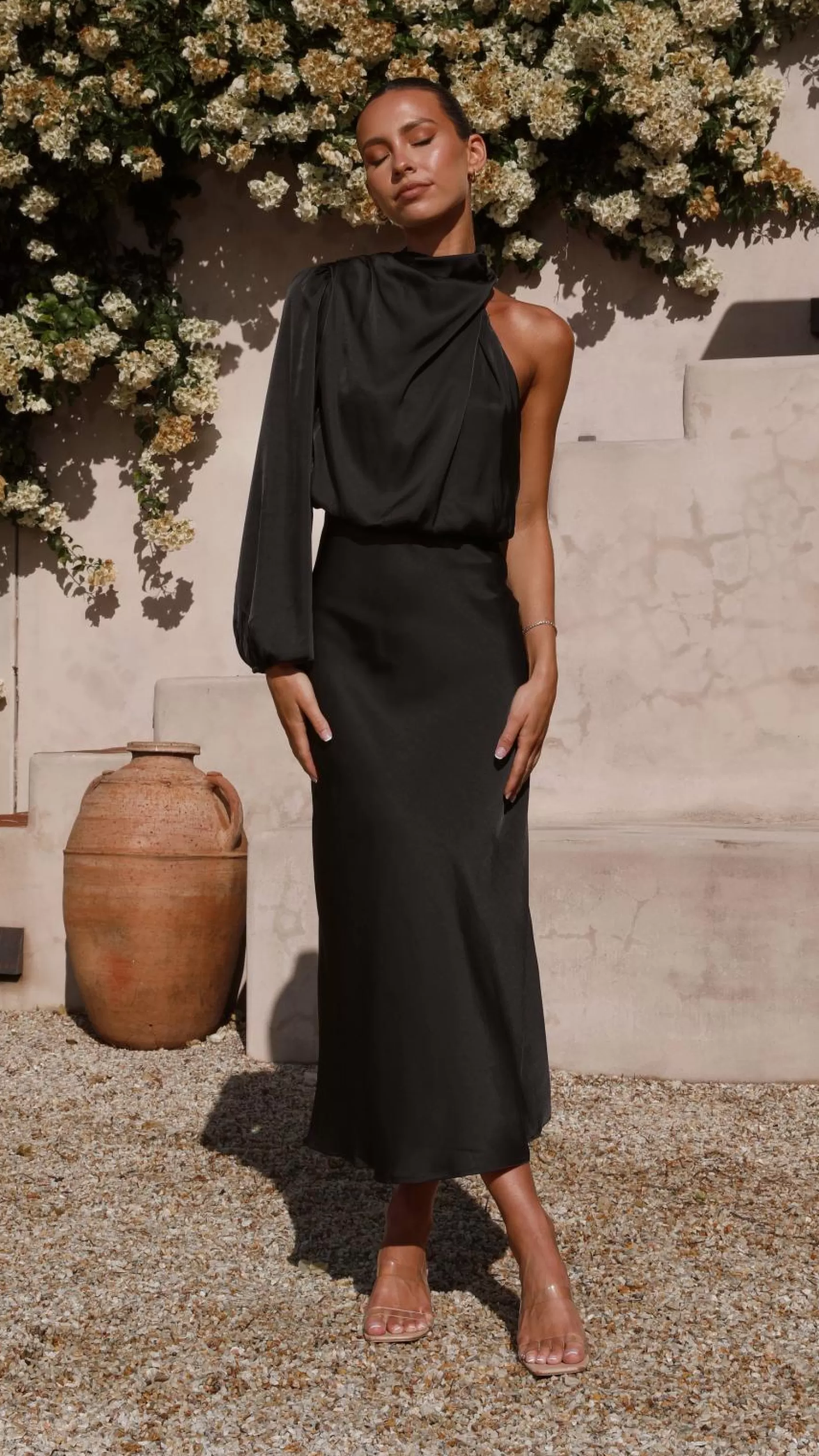Esther One Shoulder Long Sleeve Dress - | Billy J Discount