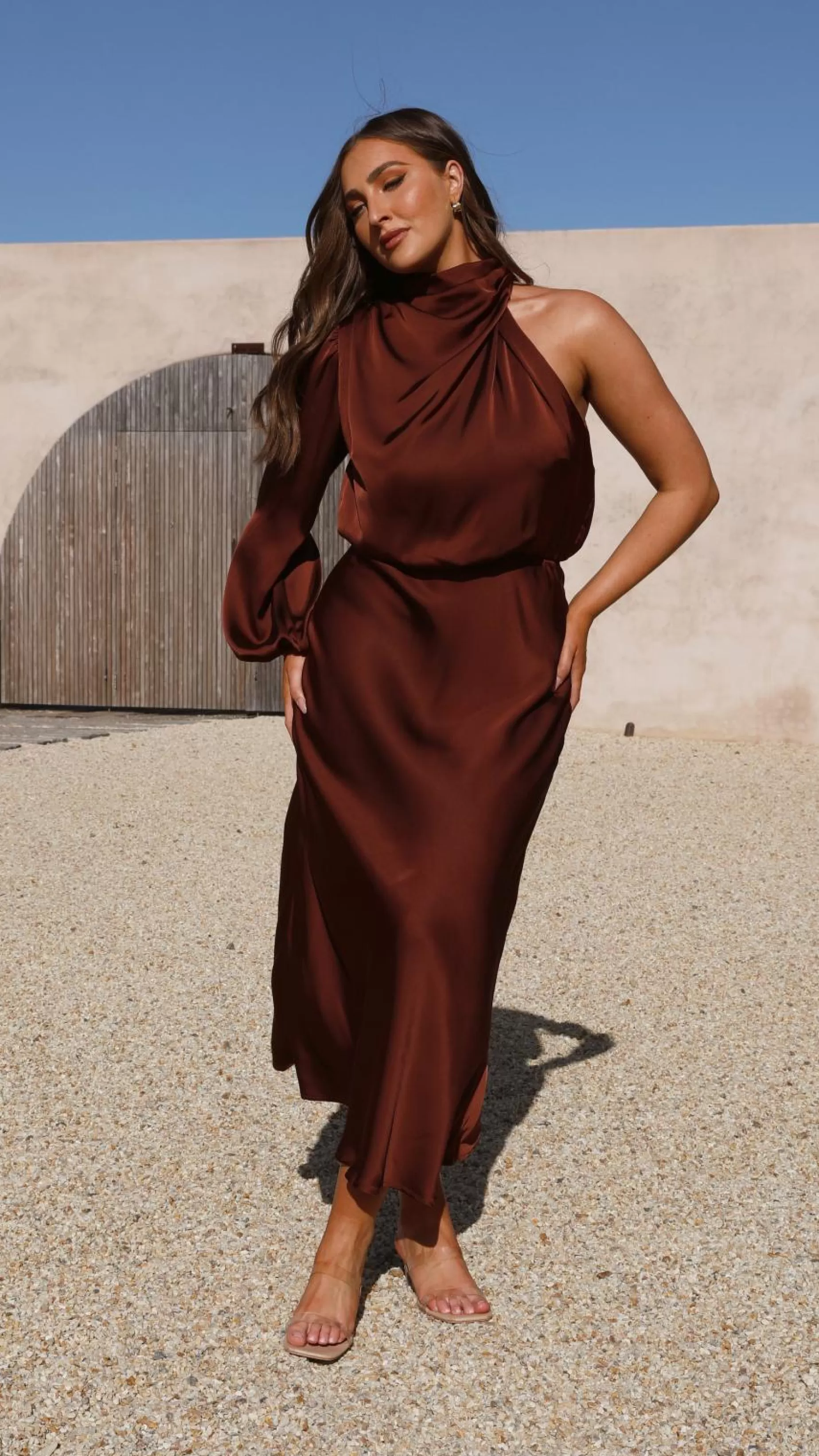 Esther One Shoulder Long Sleeve Dress - | Billy J Online