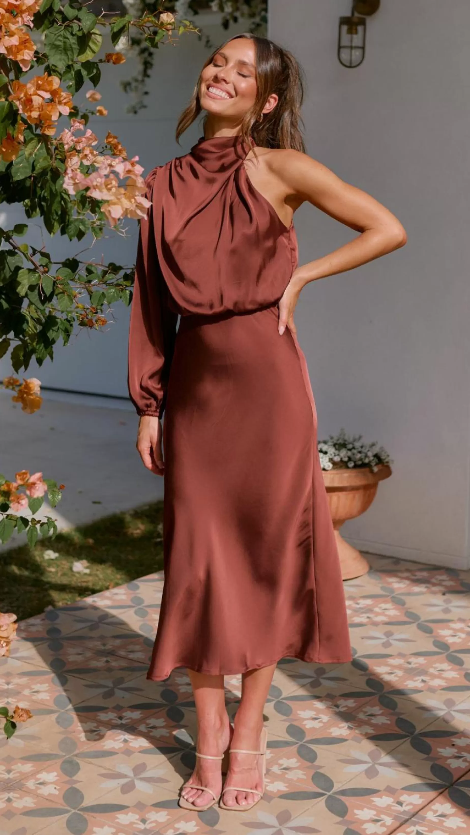 Esther One Shoulder Long Sleeve Dress - | Billy J Online
