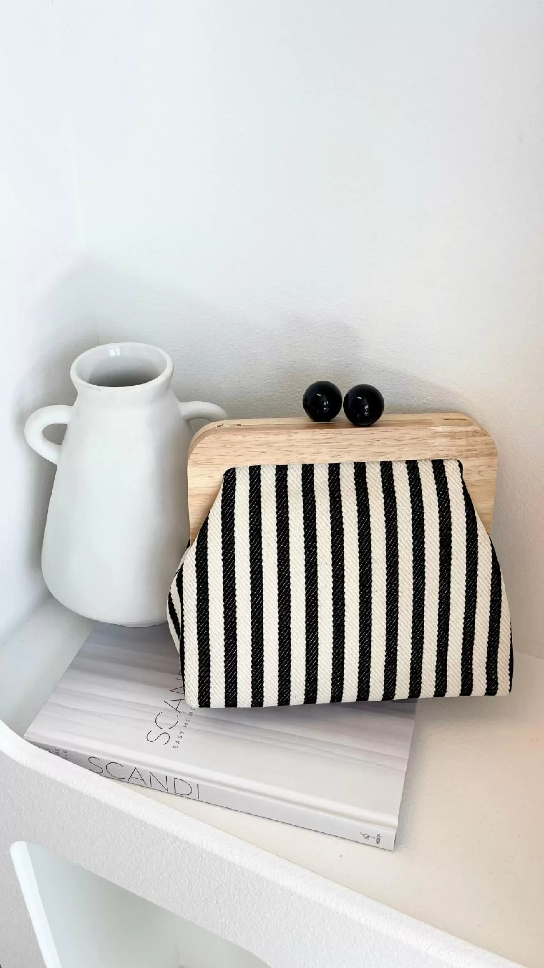 Neve Canvas Stripe Timber Clutch - | Billy J Cheap