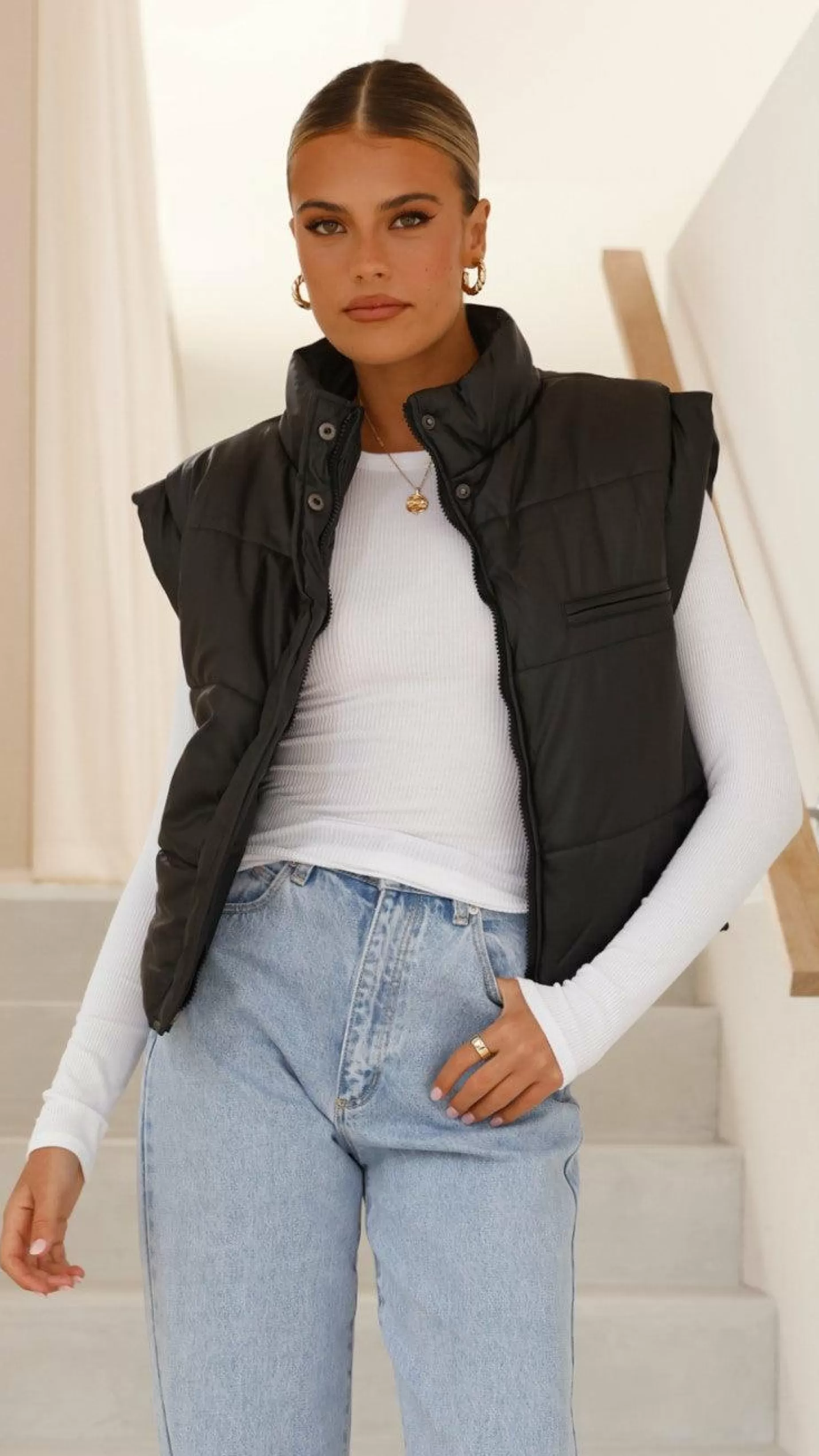 Odessa Cropped Puffer Vest - | Billy J Fashion