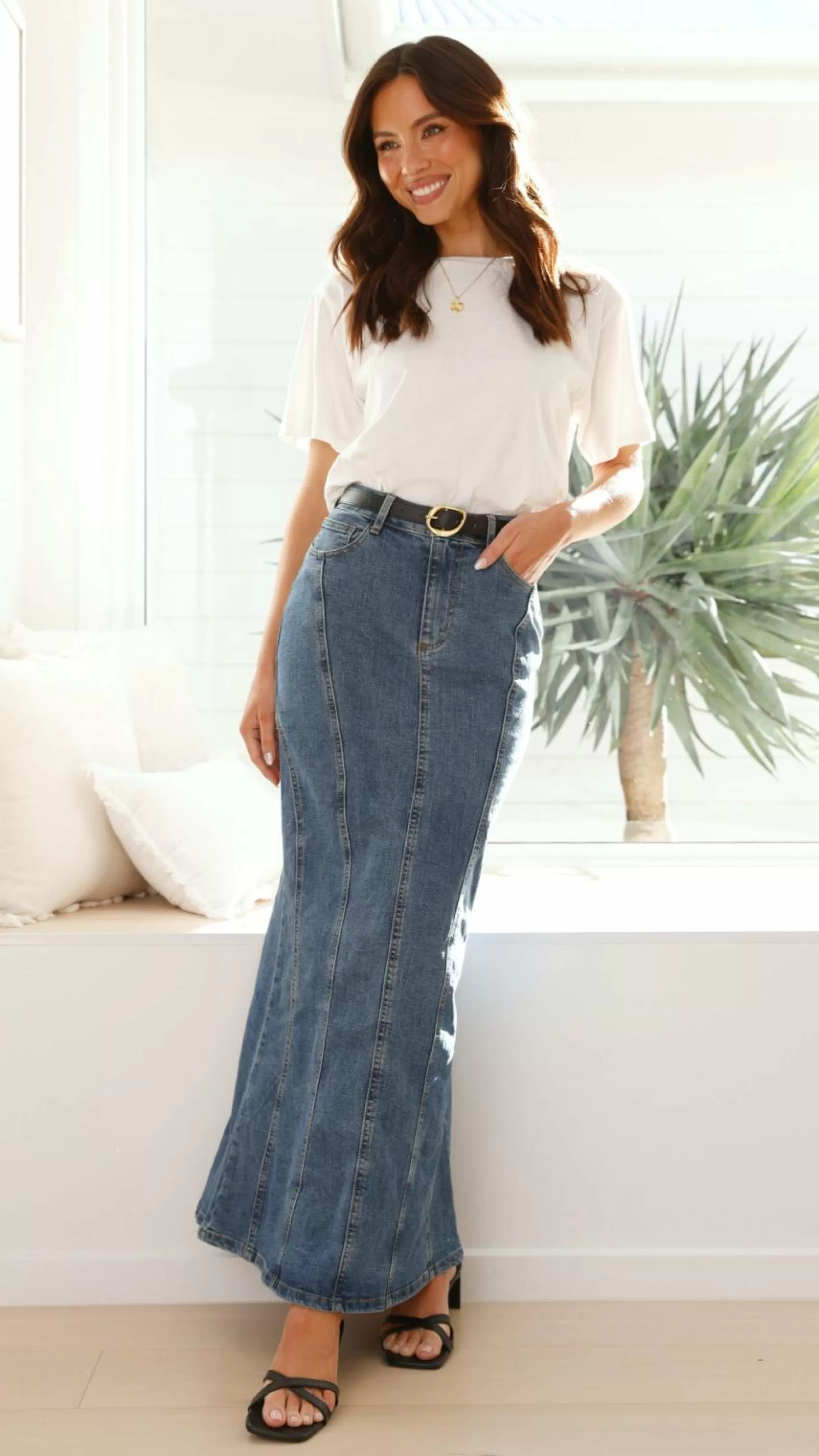 Penelope Denim Maxi Skirt - | Billy J Store