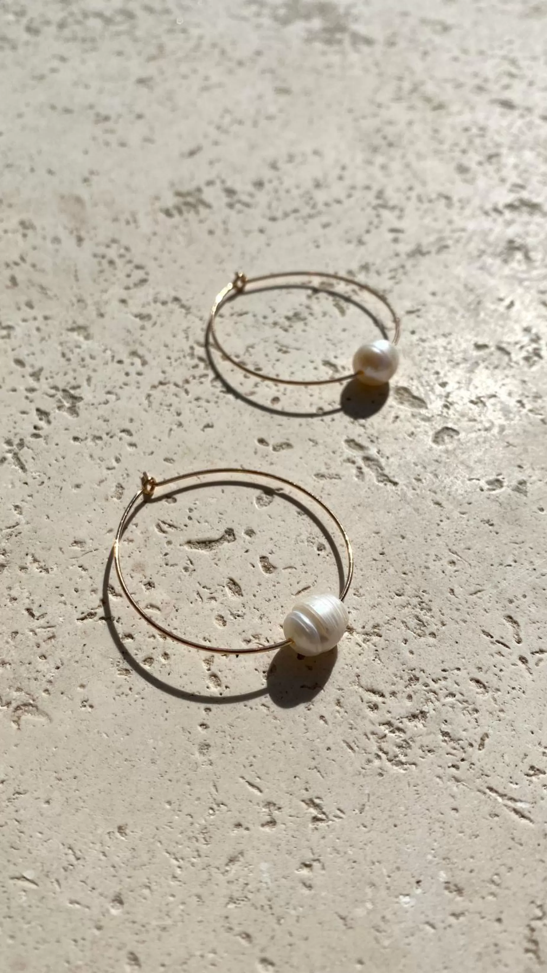 Simple Pearl Fine Wire Hoops - | Billy J Outlet