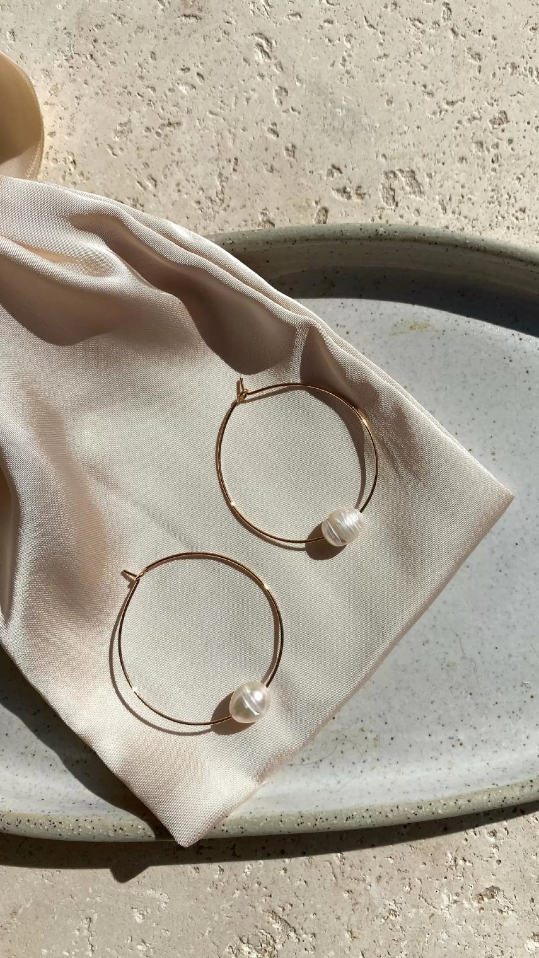 Simple Pearl Fine Wire Hoops - | Billy J Outlet